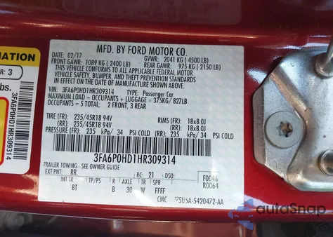 2017 Ford Fusion Se z USA, uszkodzony, nr VIN 3FA6P0HD1HR309314